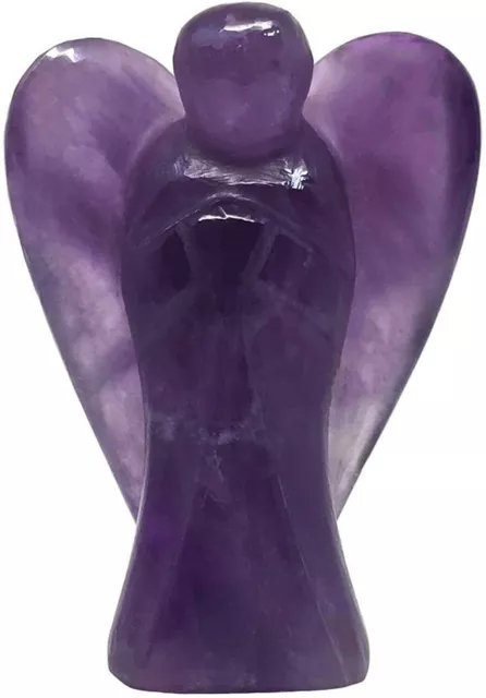 Healing Crystal Pocket Guardian Angel Figurine, Hand Carved Amethyst Stone Angel