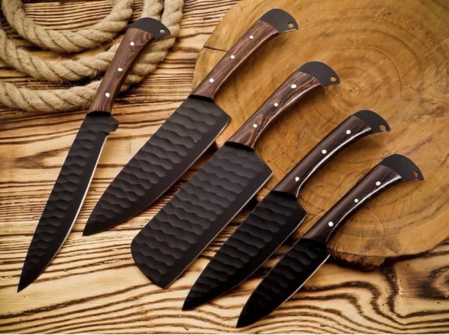 Custom Handmade Forged Carbon Steel Chef Knife Set Kitchen Knives Chef Set