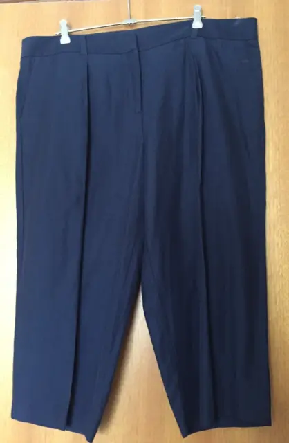 NWT Trenery navy cotton/linen/viscose cropped pants - Size 18