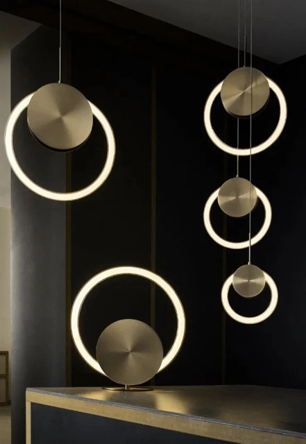 Next Gold Brass Loop, Glass LED Pendant Decorative Ceiling Light Chandelier £85