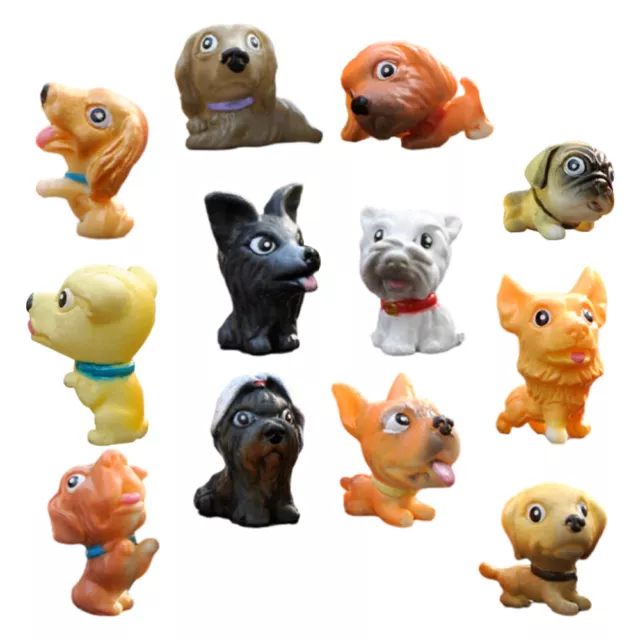 12pcs Mini Dog Figurines Simulation Dog Statues Cartoon Puppy Statues Dog Models