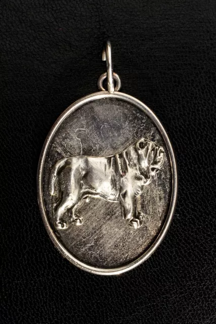 Neapolitan Mastiff type 2 - silver plated pendant with a dog, Art Dog USA 3