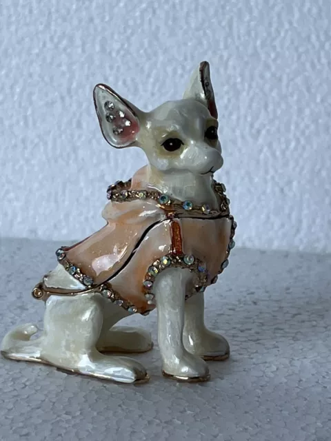 Jeweled Chihuahua Puppy Dog Trinket Box with Austrian Crystal Ciel Collectables