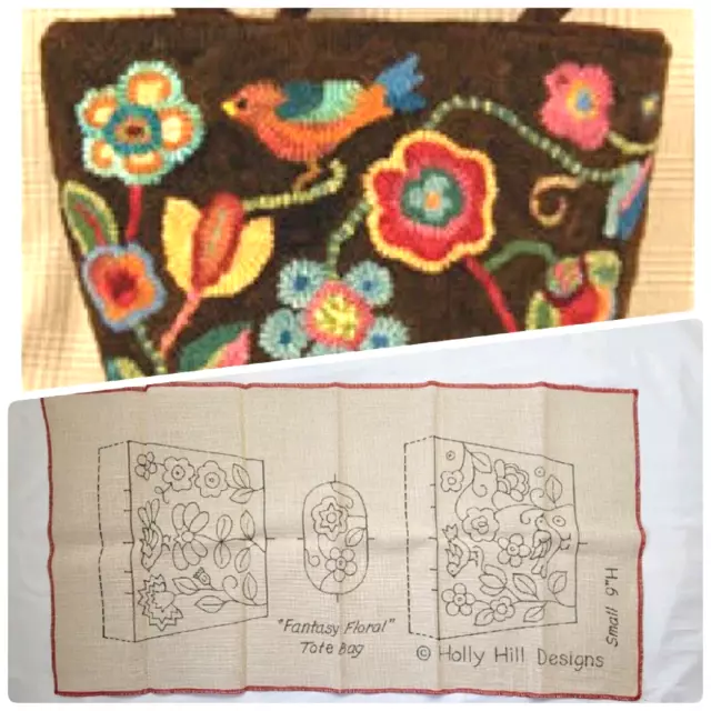 Holly Hills Designs Fantasy Floral Tote Bag Hooking Pattern Only Scottish Linen