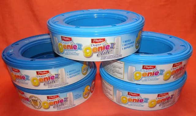 5 PACKS = Playtex Diaper Genie II or Elite Refill Cartridge Baby Diaper Disposal