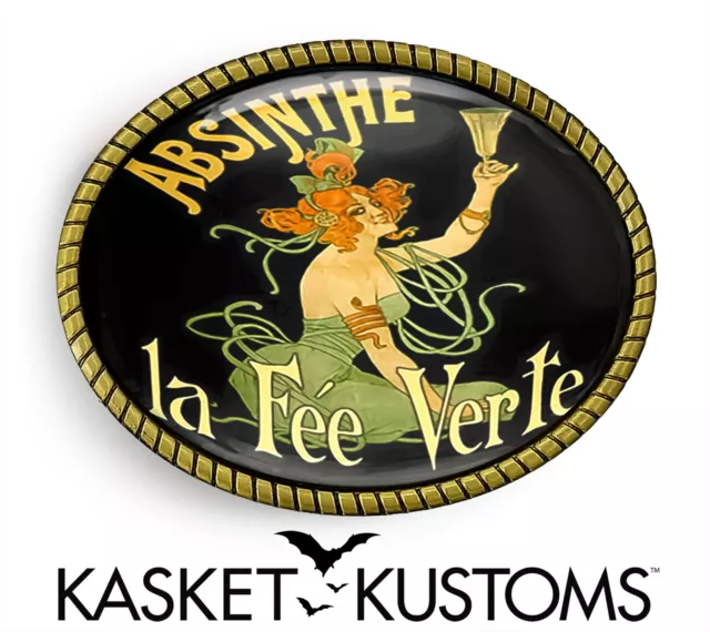 Absinthe Belt Buckle - Victorian Vintage Poster Art Handmade Oval Buckle - 276