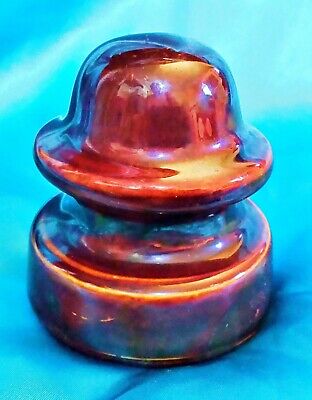 BURGUNDY BROWN - TELEPHONE POLE INSULATOR CAP Electric Ceramic Glaze Fuse