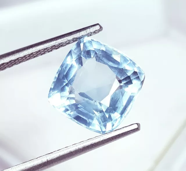 3.87 Ct Loose Gemstone Natural Aquamarine Untreated Certified Cushion Cut Gems
