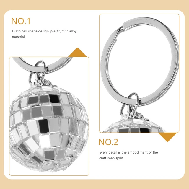 Lot De 12 Porte-clés Boule Disco Miroir Doré - Décorations Rétro Pour Voiture, Mariage, Fête - 2.3 Cm - 8