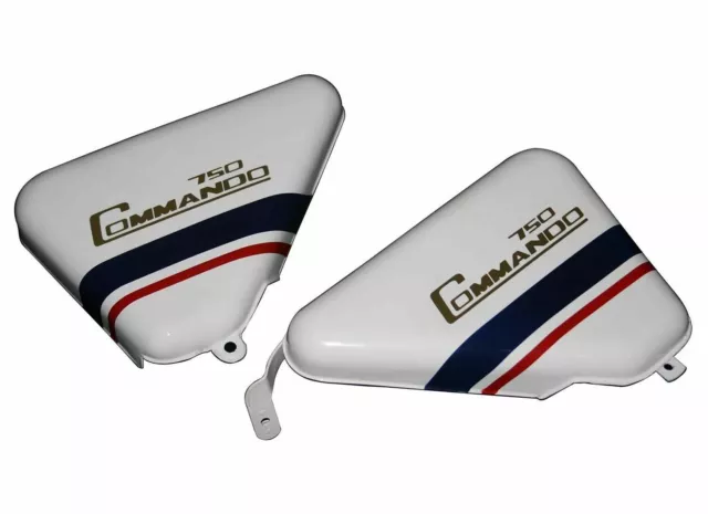 For Norton Commando 750 Tool Box Oil Tank Side Panel White Blue Red Stripe @UK