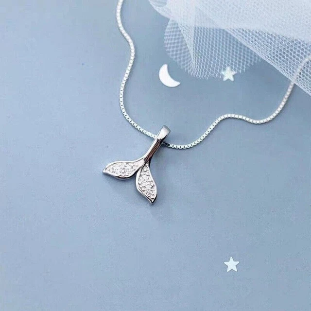 925 Silver Filled Mermaid Tail Pendant Chain Necklace Womens Girl Jewelry Choker