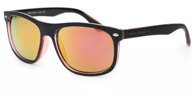 BLOC Barrel X346 Mens/Womens Sunglasses MATT BLACK & CRYSTAL PINK / RED MIRROR