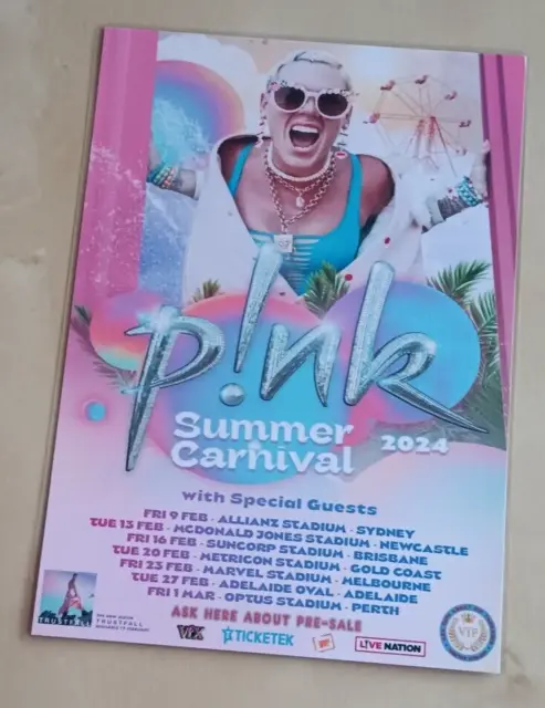 PINK 2024 AUSTRALIA TOUR POSTER - Laminated  Summer Carnival Tour - NEW