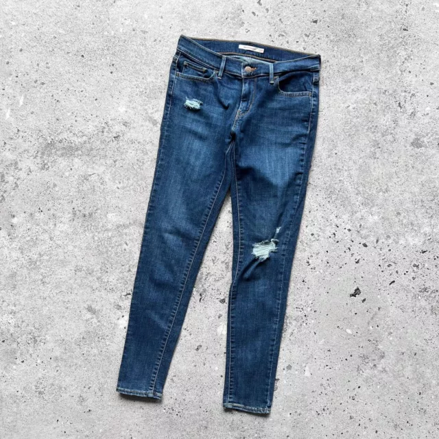 Jeans Levi's 710 Super Skinny da donna in denim blu effetto invecchiato