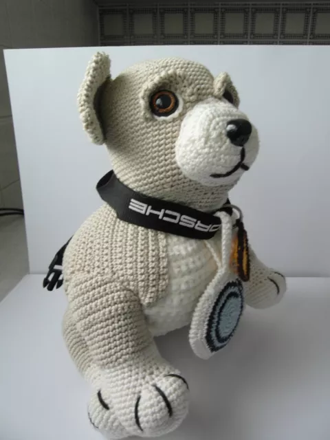 Amigurimi Mops 27 cm hoch in beige-weiß mit Sicherheitsaugen Handarbeit 