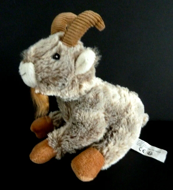 DC1. DOUDOU PELUCHE IMAGIN CHAMOIS BOUQUETIN MARRON BEIGE BLANC 20cm - TTBE