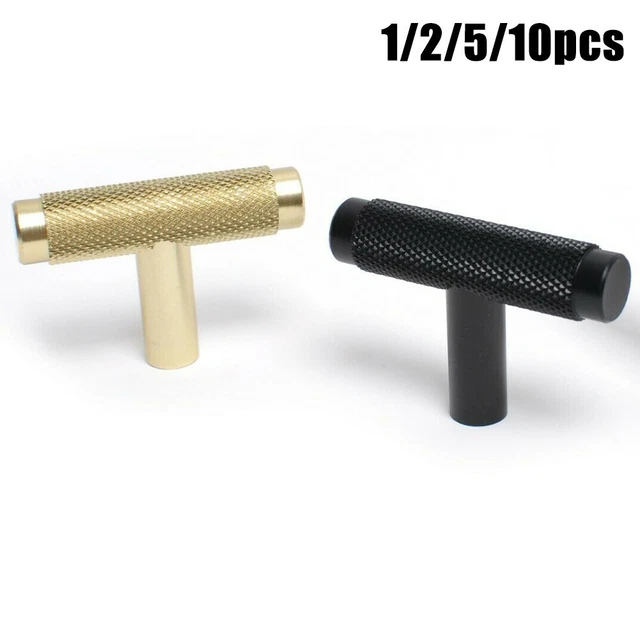 1/2/510 Pcs Kitchen Cabinet Door Drawer Cupboard Knurled T-Bar Knob Handle