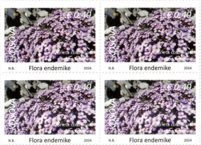 Kosovo Stamps 2024. Flora: Aubrieta columnae croatica Definitive stamps 0.40 MNH