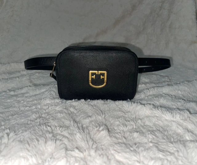 Sac Banane Ceinture Furla Belvedere - Cuir Noir Grainé - Fermeture Dorée - Neuf