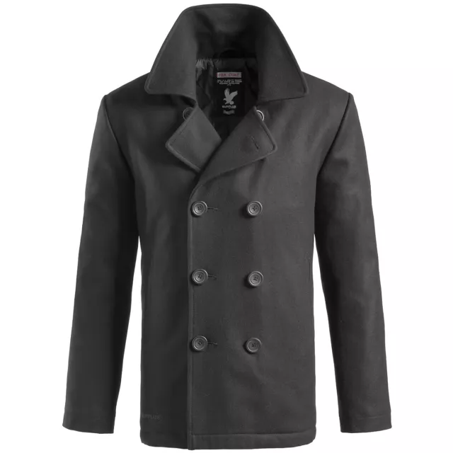 SURPLUS US NAVY Pea Coat Classic Style Warm Mens Army Reefer Jacket Wool Black 82.95 PicClick UK