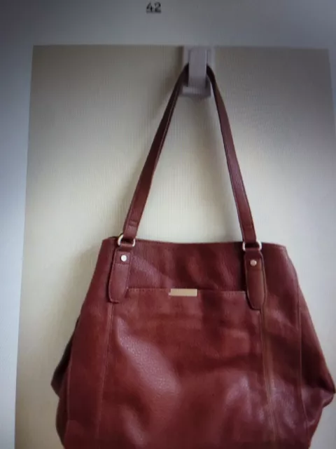 NWOT Women’s Soft  Faux Leather  Brown Handbag  Tote Shoulder Zip Bag