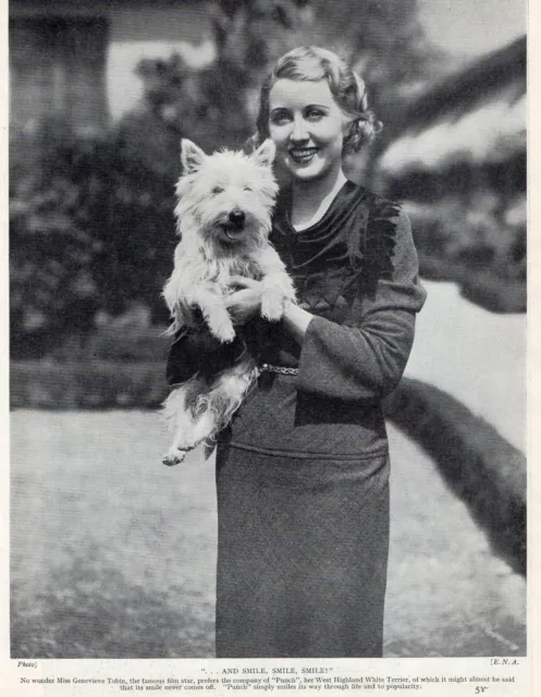 Westie West Highland White Terrier 1934 Dog Print Film Star Miss Genevieve Tobin