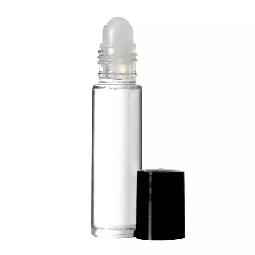 576 Bottles [CASE] PLAIN 1/3 oz 10ml CLEAR Glass Roll on With BLACK Cap & Roller