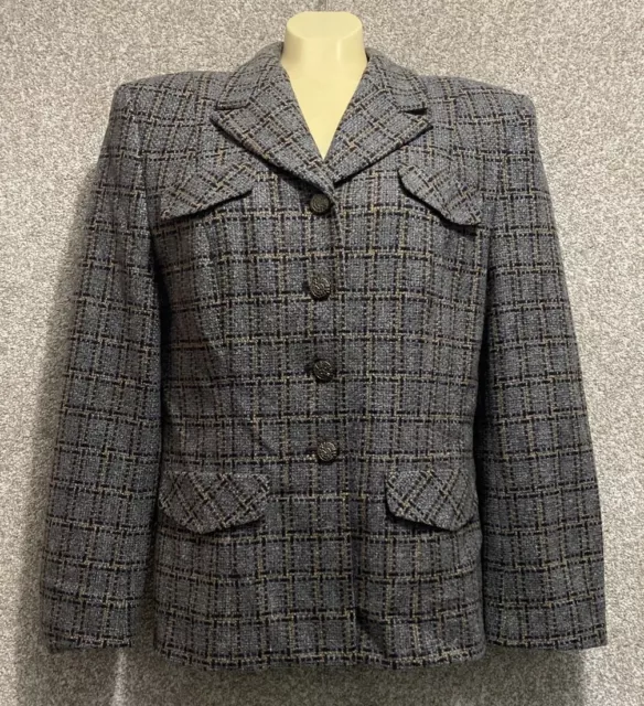 Pendleton Womens Wool Tweed Check Plaid Button Blazer Coat Size 12 USA