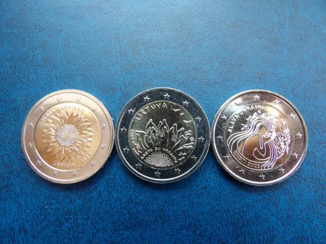 Estonia Latvia Lithuania Ukraine  2022 - 2023 2 euro coin x 3 Slava Ukraini UNC