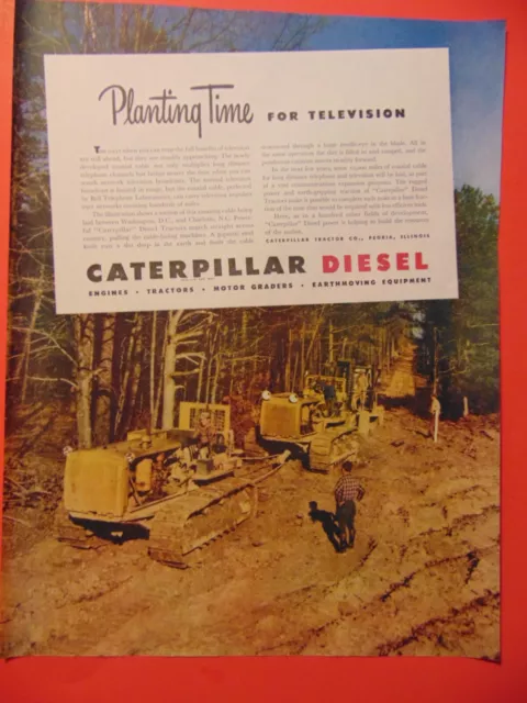 1946 CATERPILLAR DIESEL TRACTORS Lay Television Cable photo art print ad