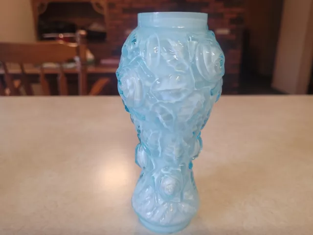 *RARE* Fenton LG Wright  Rose Pattern Light Blue Cased Lamp Font