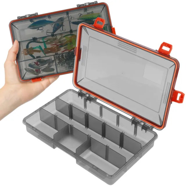 2x Fishing Tackle Box Lure Waterproof Compartments Hook Storage Case Tray🚗