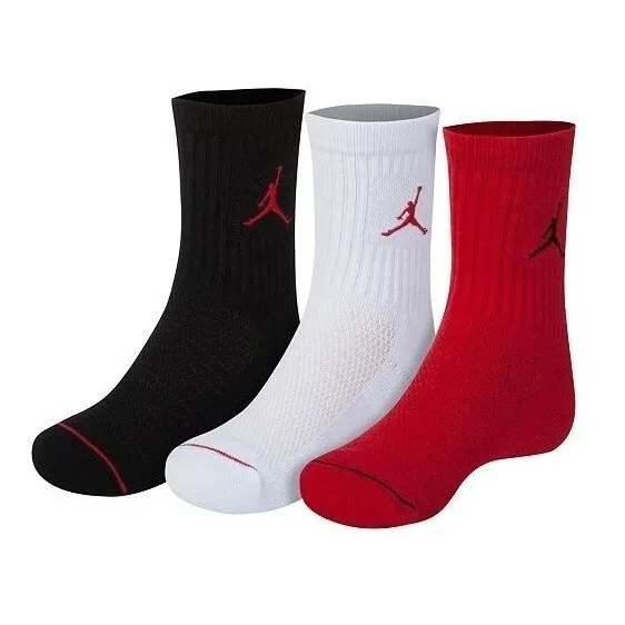 Nike Air Jordan Boys Kids Socks 3 Pack Crew Brand New Kobe 7C-10C Jumpman Girls