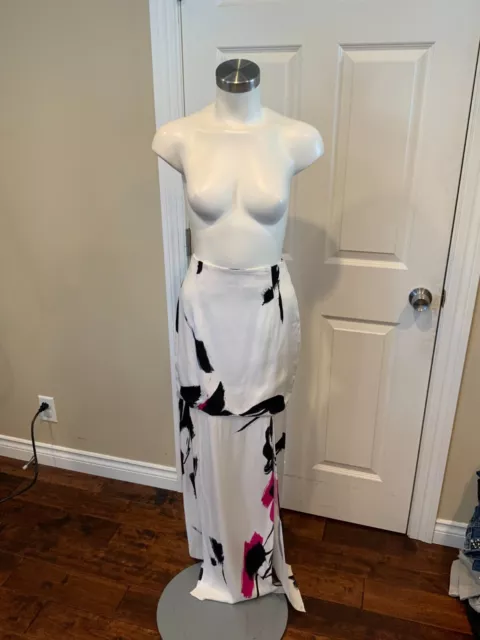 Milly White, Pink & Black "Tokyo Floral" Carwash Skirt, Size 2 (US), NWT