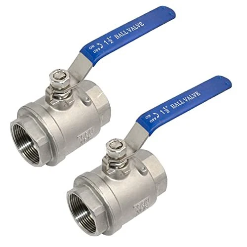 2Pcs 316 Stainless Steel 1.5" Full Port Ball Valve with Heavy Duty Blue Vinyl...