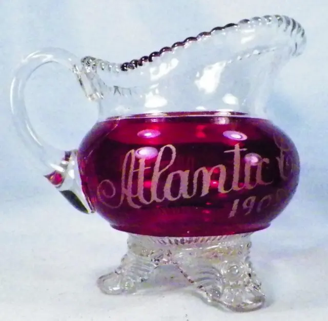 Colorado Creamer Ruby Stain Atlantic City Souvenir EAPG US Glass 15057 A Beauty