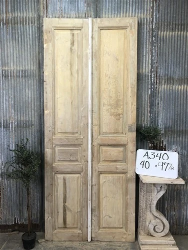 Antique French Double Doors (40x97.5) Raised Panel Doors, European Doors A340