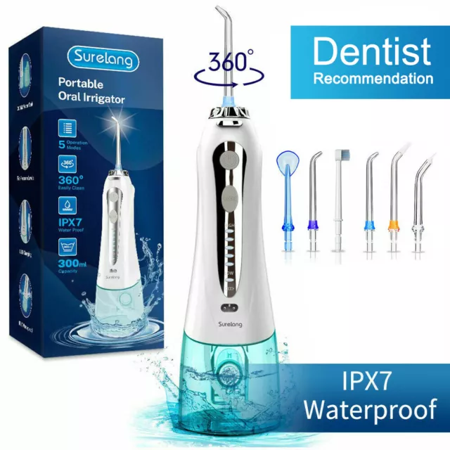 Waterpik Cordless Dental Water Flosser Water Pick Teeth Cleaner 5 Jet Tips