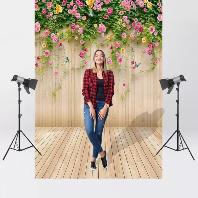 Wooden Planks Flower Photography Background Cloth Backdrop Decor (0.9X1.5m) 3