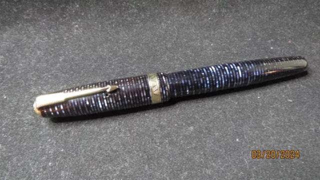 Vintage 1945 Azure Blue Parker Blue Diamond 14k Vacumatic Fountain Pen RESTORED