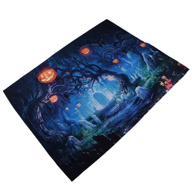 (230 * 180cm)Halloween Backdrop Vivid Color Horrible Scary Cemetery Pumpkin