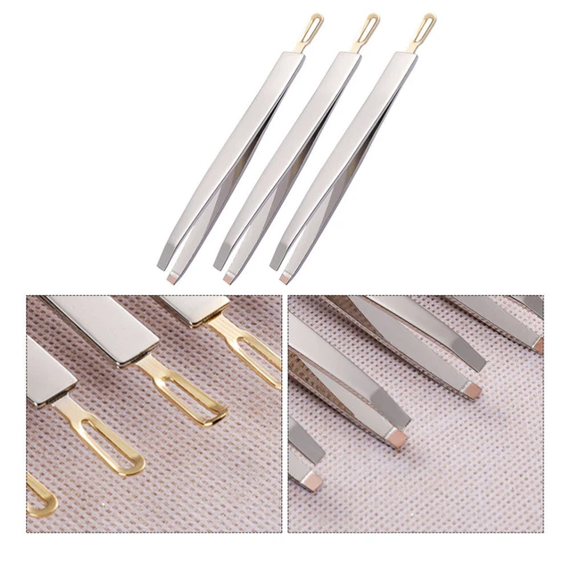 3 piezas pinzas para el cabello de acero inoxidable con clip para cejas cabello corto