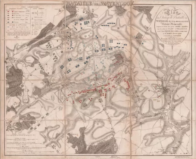 1815 Map of the Battle of Waterloo Napoleonic Wars Military History Poster Print