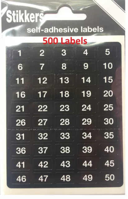 3,200 Sticky Numbered Labels 1 to 200 White Self Adhesive Stickers Black  Numbers 