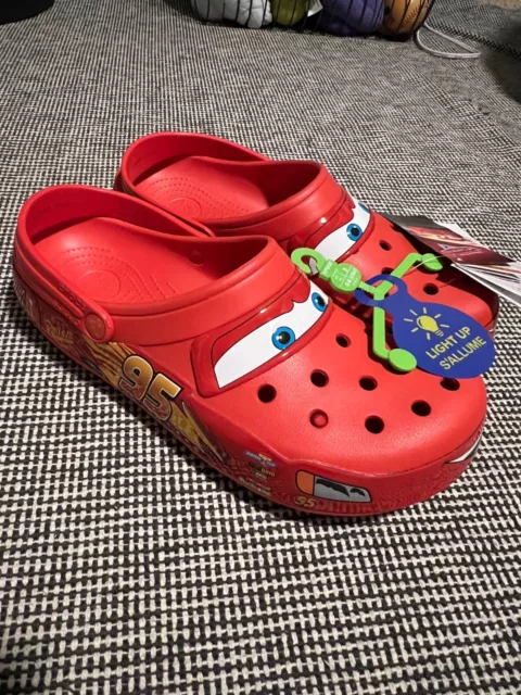 DISNEY PIXAR LIGHTNING McQueen Light Up Crocs Adult Size 11M