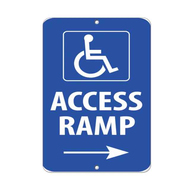 Aluminum Vertical Metal Sign Multiple Sizes Access Ramp Right Arrow Parking