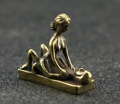Brass Sex Position Statue Girl on Top Amulet Figure Sexual Lover Charm Craft
