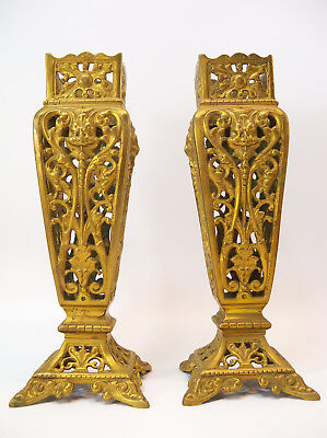 Antique 19th Century Reticulated Brass or Bronze Vases