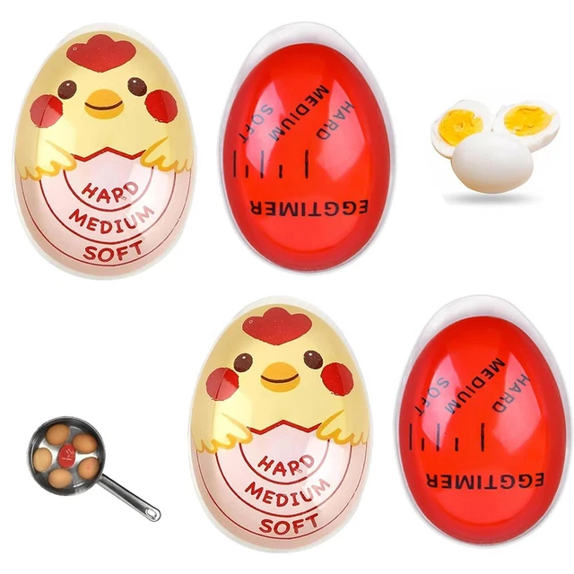 Lot de 4 minuteurs pour œufs à la coque, doux et durs, qui change de couleur une fois terminé, sans BPA et sans danger (rouge