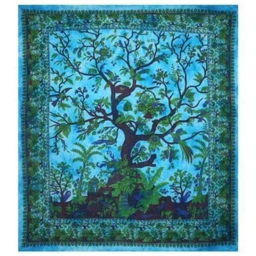 Indio Árbol de la Vida Tapiz Mandala Cortina 2 Cenefas Panel Deco